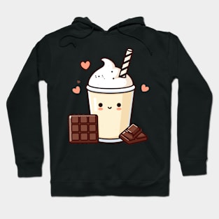 Kawaii Vanilla Milkshake with Chocolate Bars and Hearts | Kawaii Food Lovers Hoodie